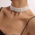 thumbnail image 2 of Bridal Pearl Choker Necklace Chain Pearl Strands Necklace Baroque Statement Pearl Necklace White Imitation Pearl Bridal Beaded Necklace Jewelry for Wo, 2 of 5
