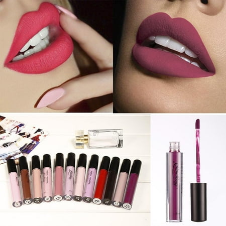 Color Gloss Lipstick - Female Lip Gloss 12 Colors Waterproof Makeup Long Lasting Matte Lipstick Liquid Pencil SPHP