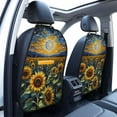thumbnail image 3 of Pofeuu Starry Sky Moon Sunflower Print 2 Pack PU Leather Kick Mat Back Seat Protector, Universal Car Seat Back Organizer, Waterproof Backseat Protector For Most Car, 3 of 8