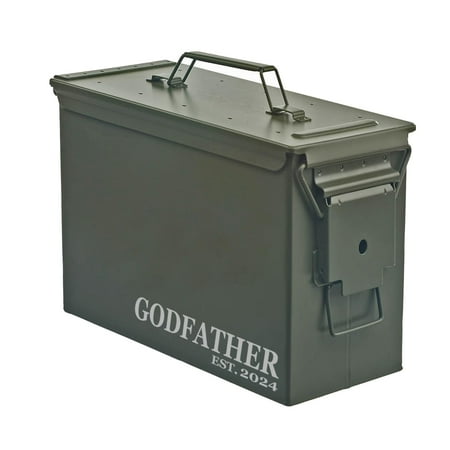 Steel Ammo Can Storage Box Ammunition Case Godfather Est 2024 (30cal Green)