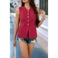 thumbnail image 4 of 1pcs Summer Suit Vest for Women Business Casual Sleeveless Button Down V Neck Waistcoat Red XL To prevail in kind, 4 of 5