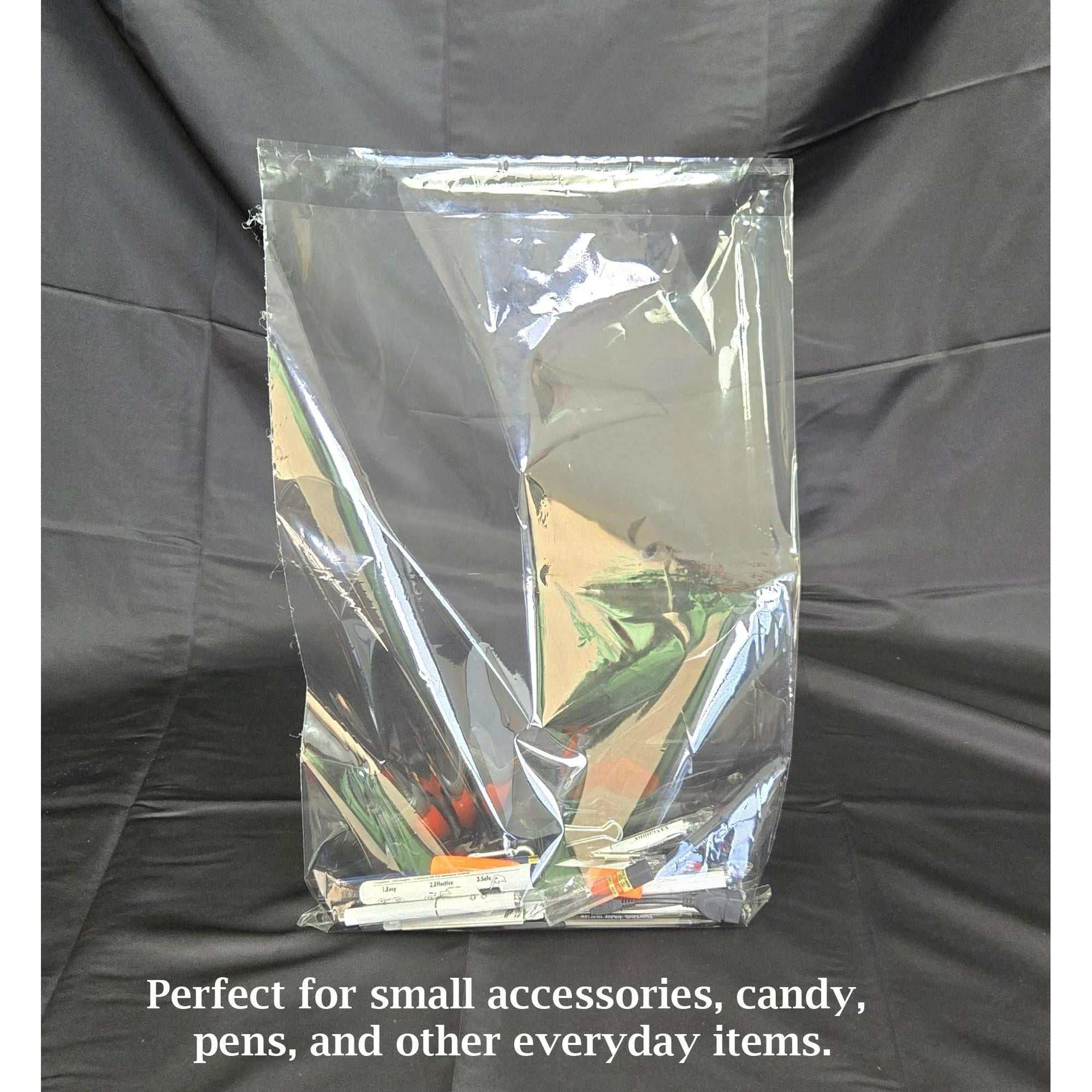 Clear Resealable Poly Bags 24 x 20 Inches, Pack of 200 Large Self-Sealing Plastic Bags for Apparel, Bulk Packaging, Storage and Shipping