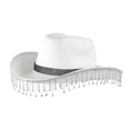 thumbnail image 1 of WEIYLL Womens Mens Cowboy Hat Ladies Solid Color Party Rhinestone Fringe Wedding Top Western Cow Wide Brim Sun Cap, 1 of 2