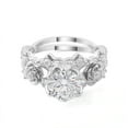thumbnail image 6 of Blue Jewel Silver 14K White Gold Plated Rings - Brilliant 1.9 Ct Round Cut Diamond Rings - Flower Diamond Rings for Women's - Artistic Floral Diamond Rings for Women's - Proposal Gifts for Women's, 6 of 9