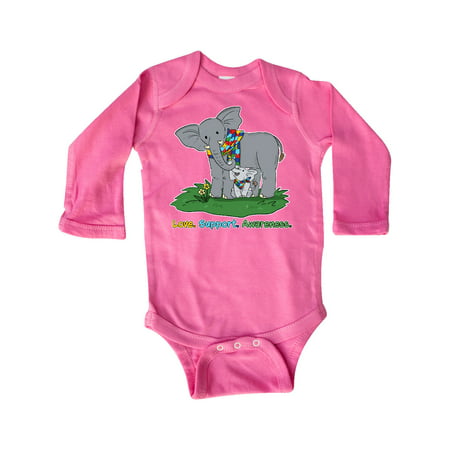 

Inktastic Autism Love Support Awareness Elephants Gift Baby Boy or Baby Girl Long Sleeve Bodysuit