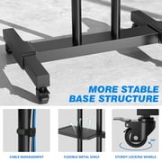 Modern Black Large Heavy Duty Mobile TV Stand Rolling TV Cart for 40 to 80 inch Black Dual Metal Shelf