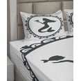 thumbnail image 2 of Ambesonne Mermaid Fitted & Top Sheet Set with Shams, Vintage Cartoon Fish, White and Black, 2 of 4