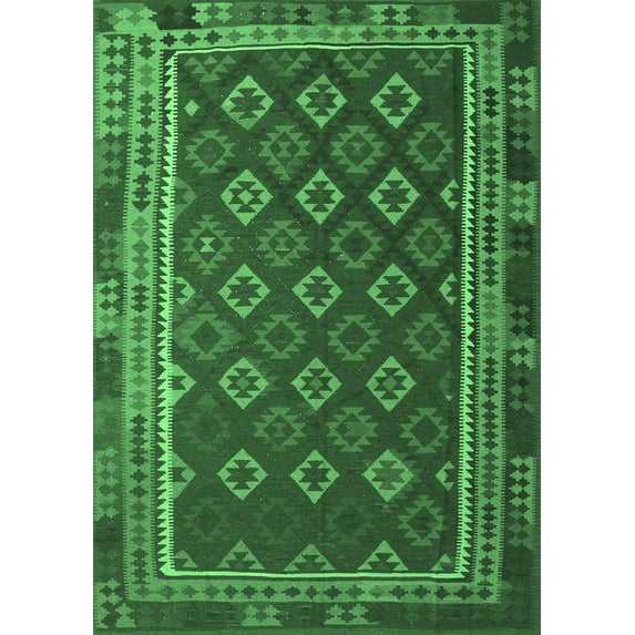 Ahgly Company Indoor Rectangle Southwestern Emerald Green Country Area Rugs, 2' x 3'