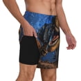 thumbnail image 2 of Fotbe Starry Night Charging Dinosaur Traje de Baño para Hombre – Shorts de Natación de Secado Rápido con Forro y Bolsillos-Large, 2 of 6