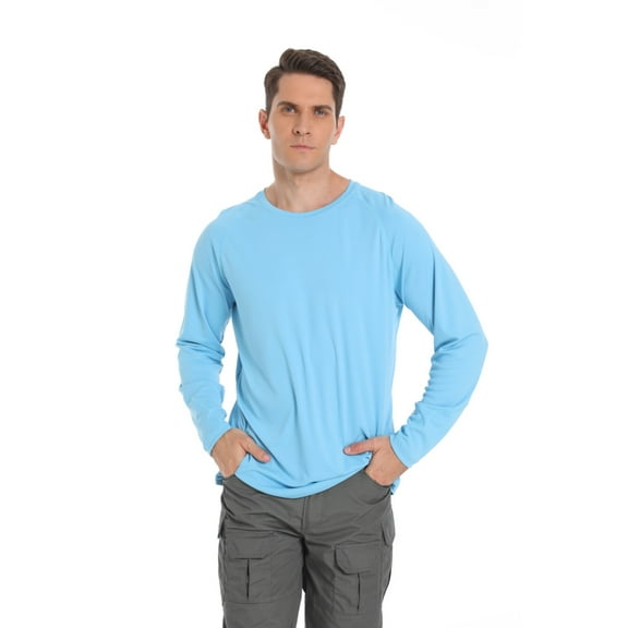 PAKUSISUP Men's Long Sleeve Fishing Shirts UPF 50+ | Quick-Dry Sun Protection Shirts (Lightweight, 100% Polyester)