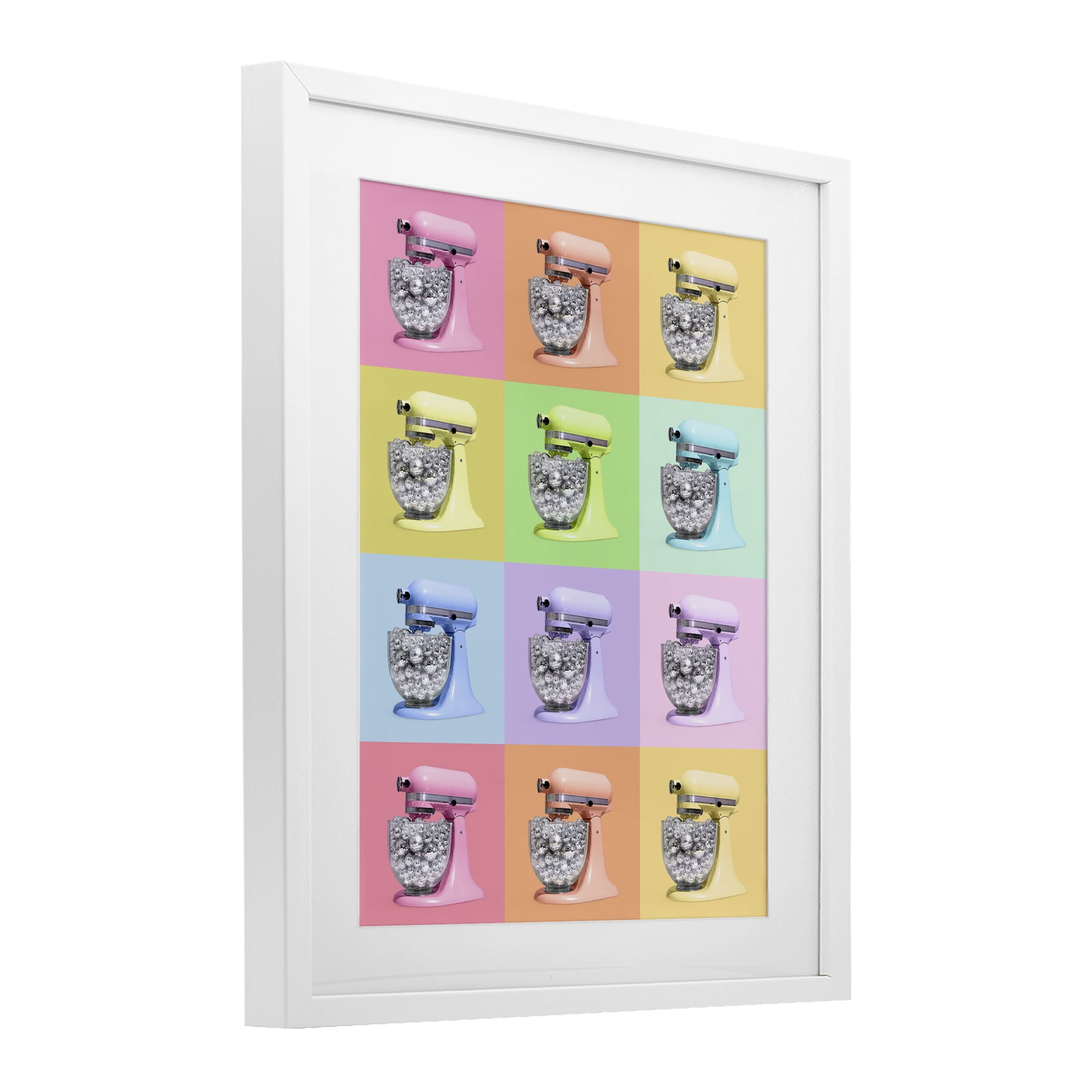 Stupell Industries Disco Ball Kitchen Mixer Collage White Framed Print Under Glass, design by LISH Creative