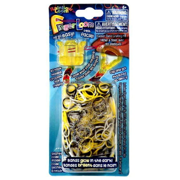Rainbow Loom Finger Loom Yellow Rubber Band Crafting Kit, 1 Each