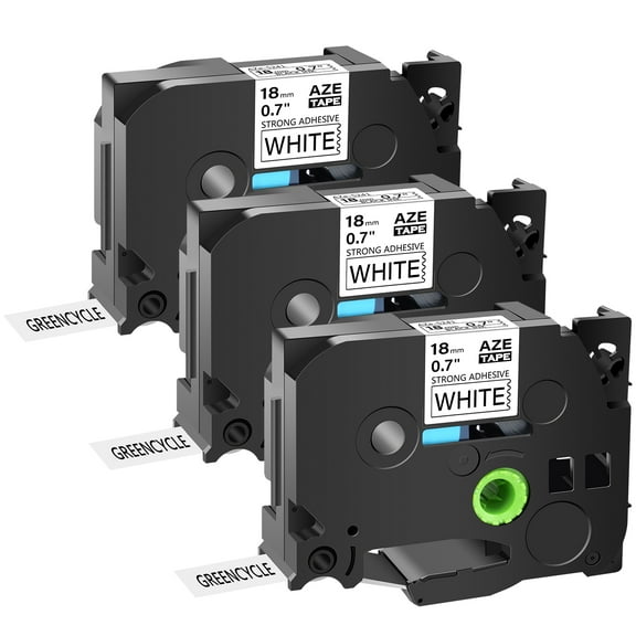 GREENCYCLE 3PK Compatible for Brother Black on White 18mm 8m TZ TZe TZe-S241 TZ-S241 TZe-241 TZ-241 Laminated Extra Strength Label Tape use in PT-P700 PT-P750W PT-D600 PT-D400 Label Maker