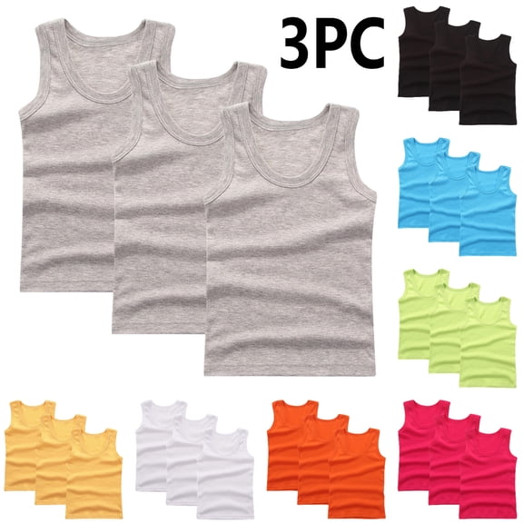 SGFCWSX Kids Tank Tops 3 Pack Lightweight Stretchy Sleeveless Casual Active Wear Shirt Gray Size 9-10 Years