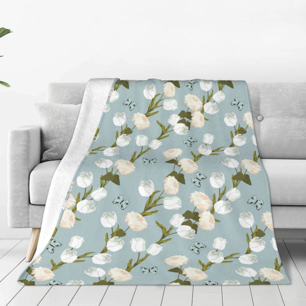Balery Tulips Flowers Manta de Felpa Suave y Acogedora – Cobija de Franela Aterciopelada para Cama, Lavable y Cálida para Sofá, Mascotas, Transpirable-40"x30"