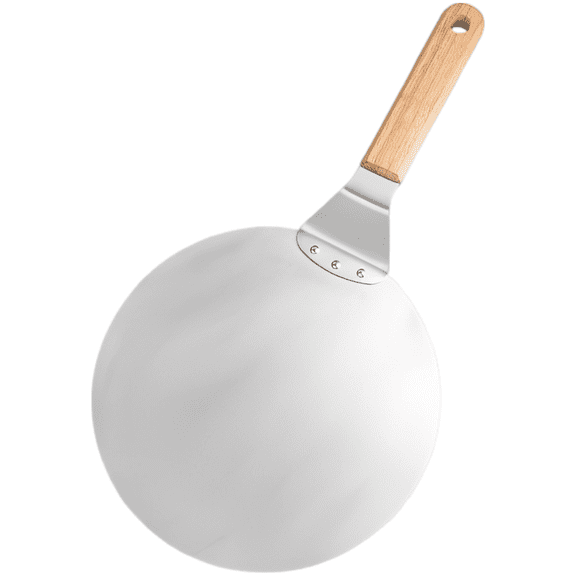 10 Inch Pizza Peel Stainless Steel, Large Round Pizza Spatula with Wood Handle, Cake Lifter Baking Pizza Transfer Shovel, Sturdy Rivet Connection, 17.5 in Total Length