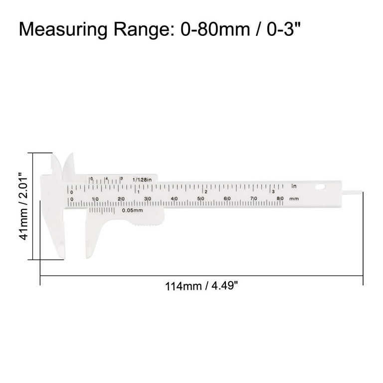 Uxcell Vernier Caliper 80mm 3 Inch Mini Double Scale Plastic Ruler