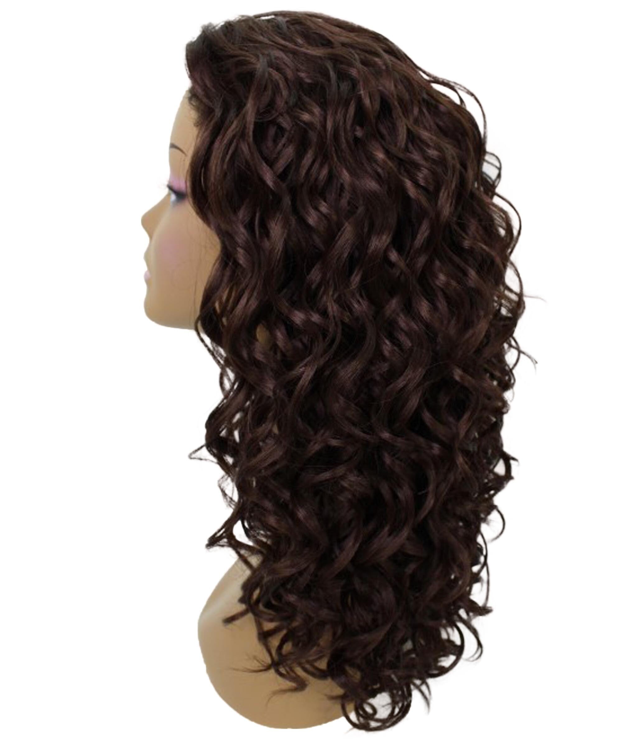 LUXLUXE Edwina Curly Layered 17 in Long Half Wig Mix Human Hair and Synthetic Fibers, Multiple Shades of Natural & Blended Colors