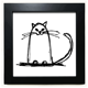 thumbnail image 1 of La línea de la sonrisa del gato rizado SIT Mesa de pared con marco cuadrado negro, 1 of 4