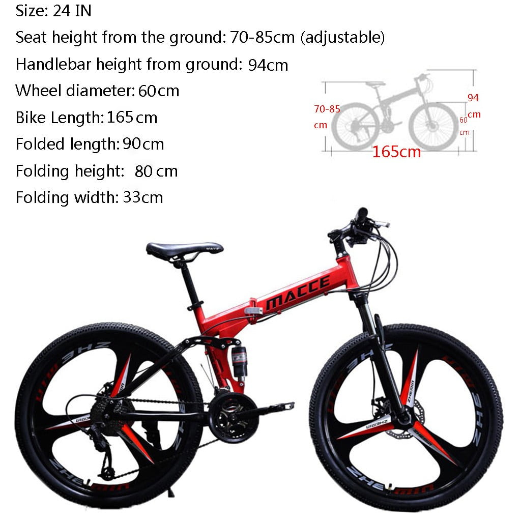 24" Inch Wheel Folding Bike Portable Mountain Bicycle Steel City Sports Bike