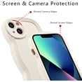 thumbnail image 4 of for iPhone 14 Plus Case 6.7 Inch Curly Wave Frame Phone Case Cute Design Color Aesthetic Phone Case Soft TPU Shockproof Protective Bumper Case Cover for Girls, Beige, 4 of 8