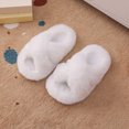 thumbnail image 2 of CAUYDY Girls Fluffy Soft Plush Cross Band Slippers Kids Open Toe Memory Foam House Shoes(L101-White,24), 2 of 6