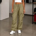 thumbnail image 2 of Womens Baggy Parachute High Waist Cargo Pants Multi Pocket, Elastic Waist, Adjustable Hem, Lightweight, Hiking Trousers, for Streetwear Travel Running,Outdoor, 2 of 6