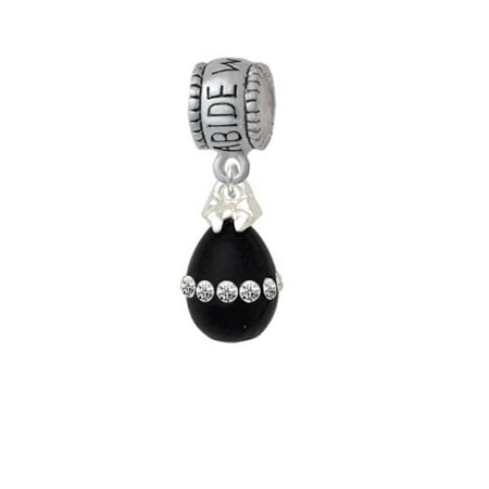 Easter Egg Bead - Black Easter Egg with Clear Crystal Band - Abide With Me Charm Bead