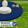 thumbnail image 3 of Round Spandex Tablecloth, Elastic Fitted Waterproof Tablecloths for 45"-52" Tables, Stretch Washable Picnic Table Cover for Camping, Dining, Indoor and Outdoor, Navy, 3 of 6