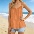 thumbnail image 4 of Womens V Neck Spaghetti Strap Tank Tops Sleeveless Flowy Camisole Loose Cami Basic Adjustable Shirt Orange S, 4 of 6