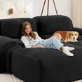 thumbnail image 6 of 80" Modern Compressed Boneless Love Seat Couches with 2 Ottomans, 2 Seater Large Sectional Couches for Living Room, Black Corduroy Cloud Modular Sectional Sofa, Memory Foam, Deep Loveseat, 6 of 17