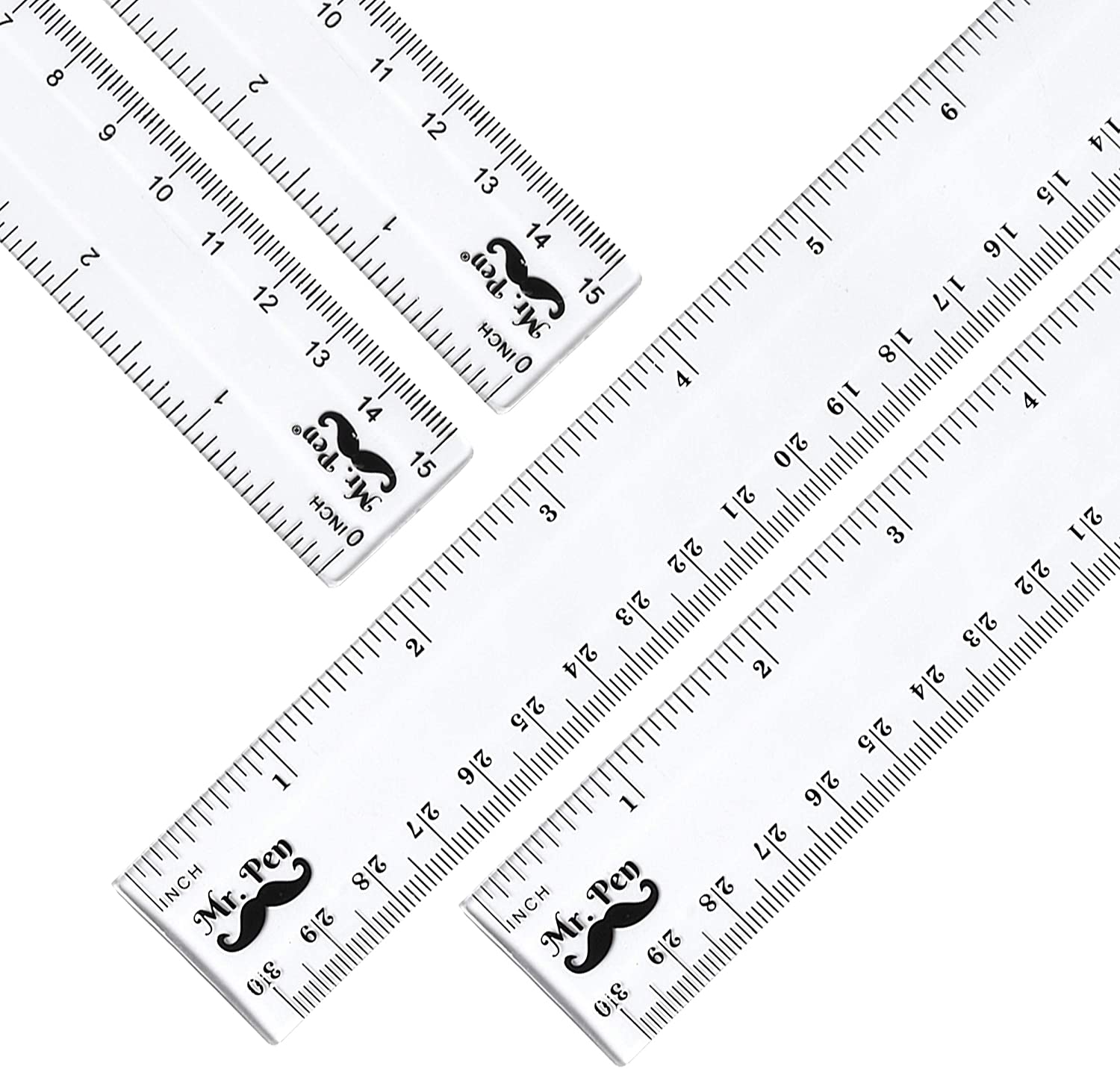 Mr. Pen- Ruler, 24 Pc Rulers (12,6), Ruler 12 inch, Clear Ruler, 6 inch  Ruler, Plastic Ruler, Drafting Tools 