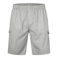 thumbnail image 3 of Aayomet Men'S Shorts Mens Solid Color Button Plus Size Casual All Match Shorts Fashionable Woven Cargo Pants 6 Foam Gray,2XL, 3 of 4