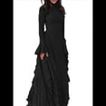 thumbnail image 2 of Vestidos Ajustados para Mujer, Elegantes Vestidos Largos de Cóctel con Mangas Acampanadas y Dobladillo con Volantes. Negro L, 2 of 9
