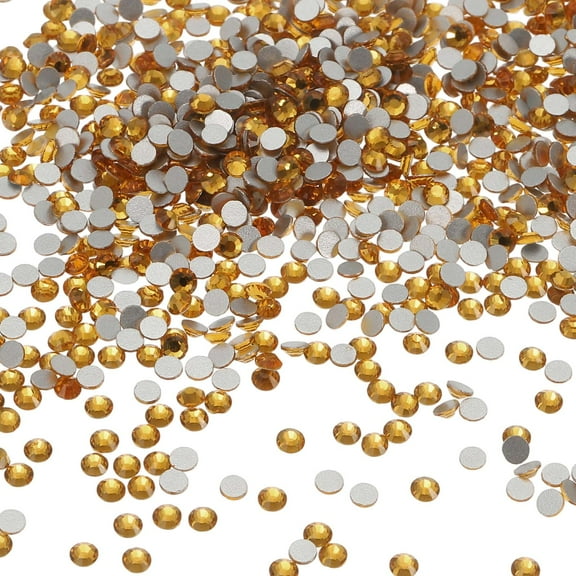 Uxcell SS10 Round Flatback Rhinestones 2.7-2.9mm Crystal Glass Gems Diamonds for DIY Crafts Clothes Shoes Nail Art Decoration, Yellow 2880Pcs