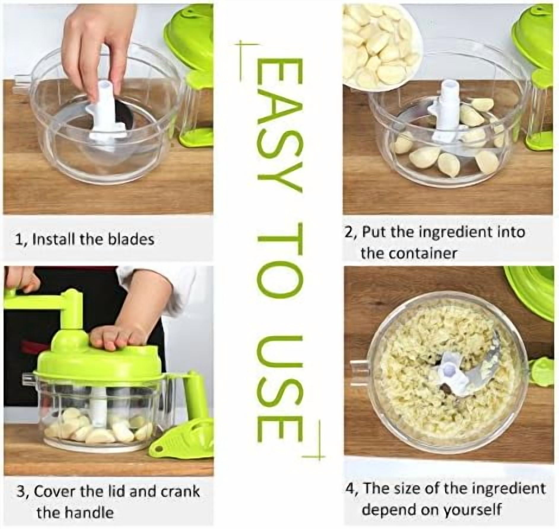 Manual Vegetable Cutter Food Processor 8 in 1 - Chopper, Mixer, Blender, Whipper, Egg Separator, Mincer, Grinder, Dicer with Clear Container 1200ml BPA Free
