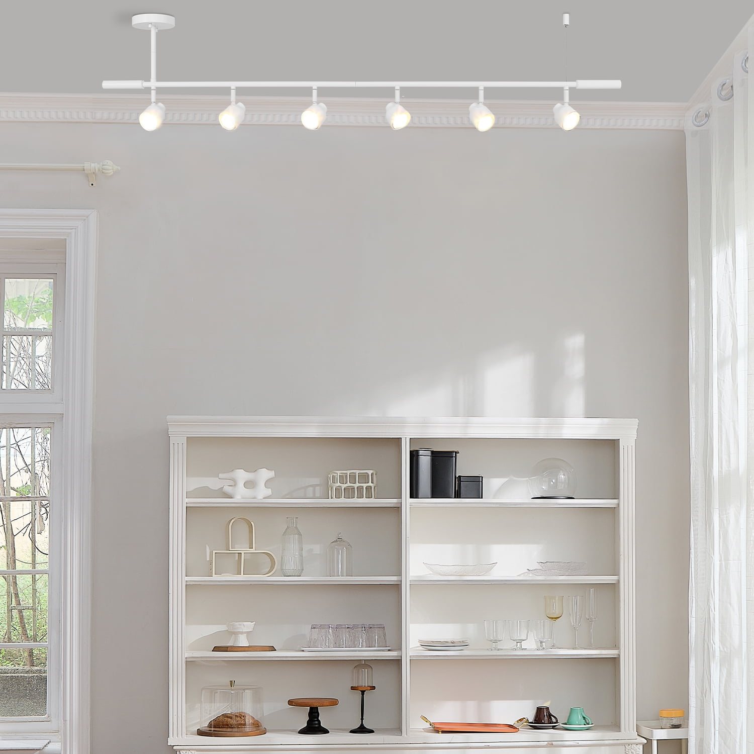 Globe Electric 6-Light Matte White Adjustable Track Light with Pivoting Shades, Minimalist Design