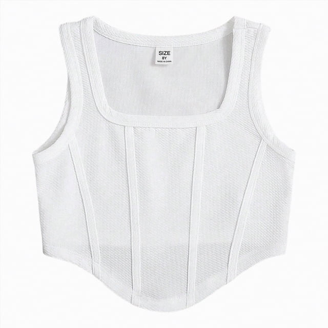 Ymyiu Girls Ruffle Sleeve Tank Girls Active Dry Fit Tank Top Kids Sleeveless Racerback Tank Tops Girls Athletic Dance Performance Tops Size 11-12 Years(White, 11-12 Years)