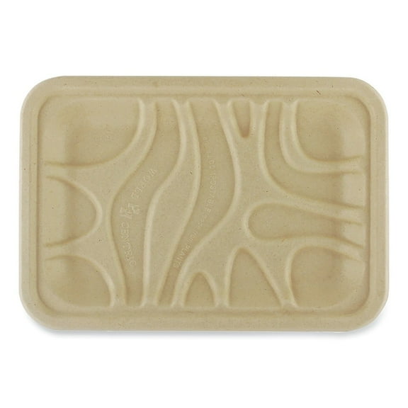 World Centric TR-SC-2S-LFS 5.7 in. x 8.2 in. x 0.6 in. Paper Fiber Trays - Natural (500/Carton)