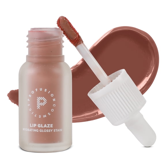Profusion Cosmetics Lip Glaze Hydrating Lip Stain, Long Wearing Glossy Finish & Buildable Color with Vitamins A & E, Non-Sticky & Cruelty Free, Maple Glaze