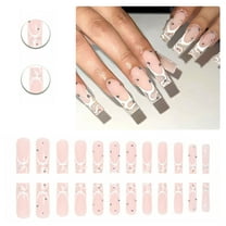 RAGUPEL 24Pcs Glue on Nails for Women,Rhinestone-Studded Square Press on Nails,Silver Glitter False Nails,Press on Nails Long for Daily Life,Photo Shoots,Dating and Gatherings,Style1