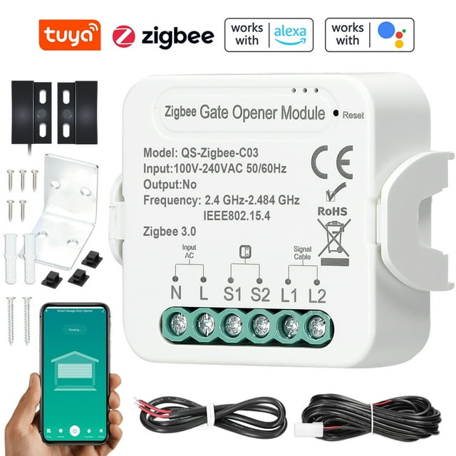 Gate Opener Intelligent Garage Door Opener Controller Mobilephone Remotely APP Control Compatible with Home for Voice Control