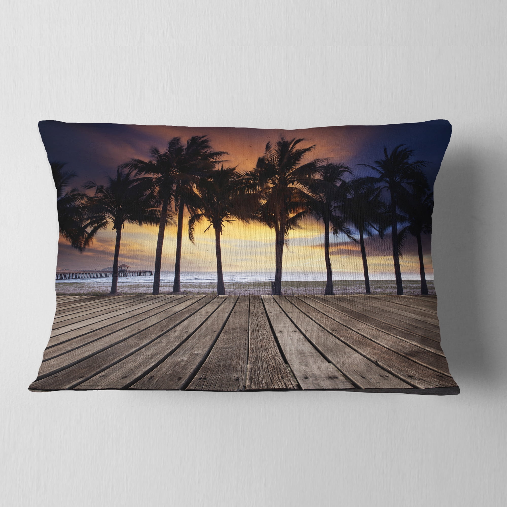 Designart 12" x 20" Multi-color Polyester Throw Pillow