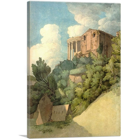 ARTCANVAS The Sybil's Temple At Tivoli Canvas Art Print by Francis Towne - Size: 12" x 8" (0.75" Deep)