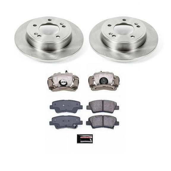 PowerStop Rear Stock Replacement Brake Pad and Rotor Kit with Calipers Fits: KIA Select Models KCOE6502A