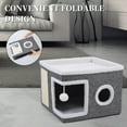 thumbnail image 3 of Cat Beds for Indoor Cats,Large Cat House for Pet Cat Cave with Scratch Pad and Fluffy Hanging Ball,Foldable Cat Cube Hideaway,Grey, 3 of 8