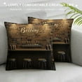 thumbnail image 3 of Nawypu  Bar Throw Pillow Cover Mug of Beer Brick Walls Pub Wooden Counter Chairs Shelves Lamps Alcohol Soft Pillow Cover Solid Square Cushion Case Match for Home Decor, 3 of 5