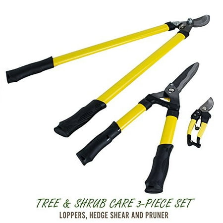Three Piece Combo Gardening Tool Set - Lopper, Hedge, and Bypass Pruning