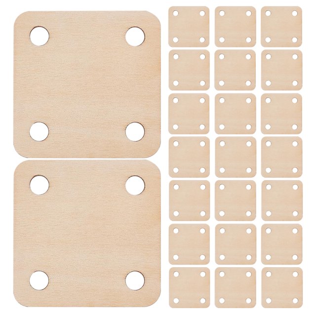 36 tarjetas cuadradas de madera en blanco para telar, con 4 agujeros. Ideales para manualidades, proyectos de bricolaje y decoración del hogar. Tejido fácil y rápido.