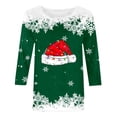 thumbnail image 4 of Womens Work Shirts Long Sleeve Tops Casual Christmas 3/4 Sleeve Festive Red Holiday Ladies Fall Clothes for Women Tees Blouses Green L, 4 of 4